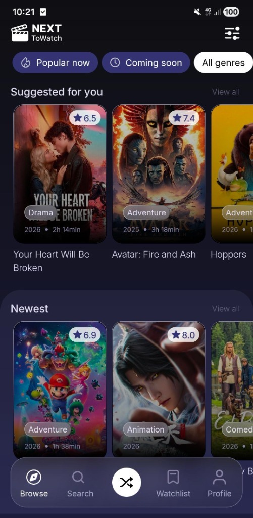 Discover Trending Movies and TV Shows on NextToWatch